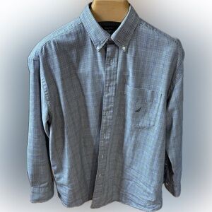Men's Gray Plaid Shirt Nautical (XL)